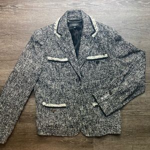 Talbots Grey and White Fringe Jacket Size 14